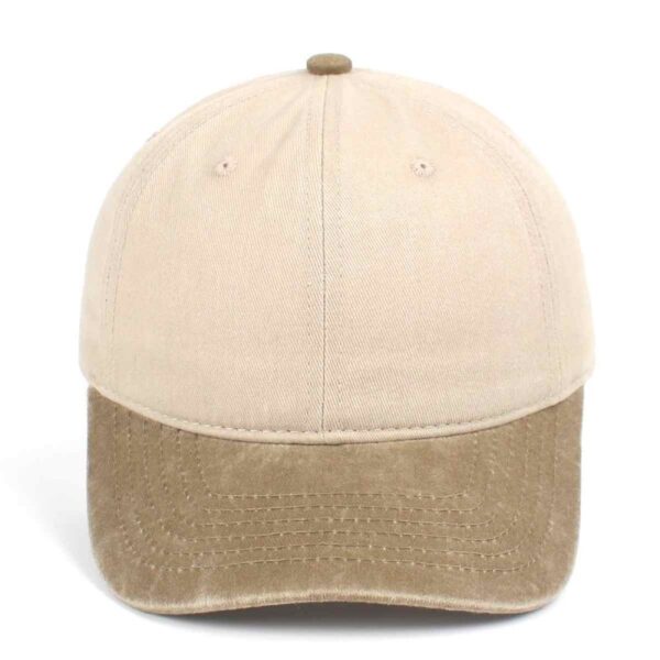 CYRY Custom Two-Tone Washed Distressed Baseball Cap Beige and Khaki