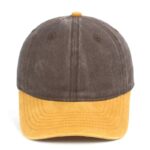 CYRY Custom Two-Tone Washed Distressed Baseball Cap Brown and Yellow