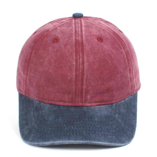 CYRY Custom Two-Tone Washed Distressed Baseball Cap Burgundy and Navy