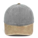 CYRY Custom Two-Tone Washed Distressed Baseball Cap Grey and Khaki