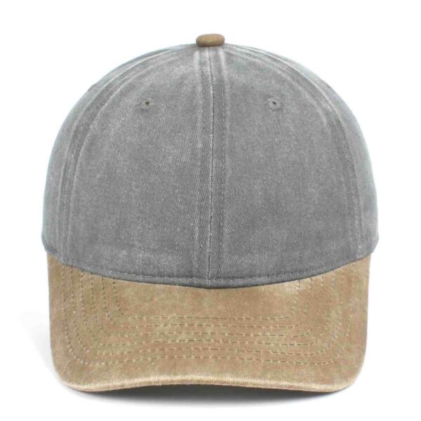 CYRY Custom Two-Tone Washed Distressed Baseball Cap Grey and Khaki