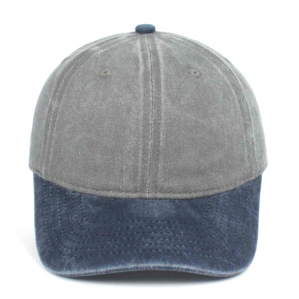 CYRY Custom Two-Tone Washed Distressed Baseball Cap Grey and Navy