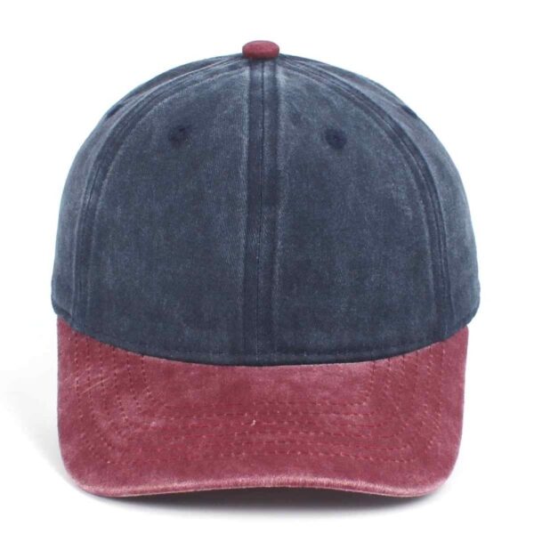 CYRY Custom Two-Tone Washed Distressed Baseball Cap Navy and Burgundy