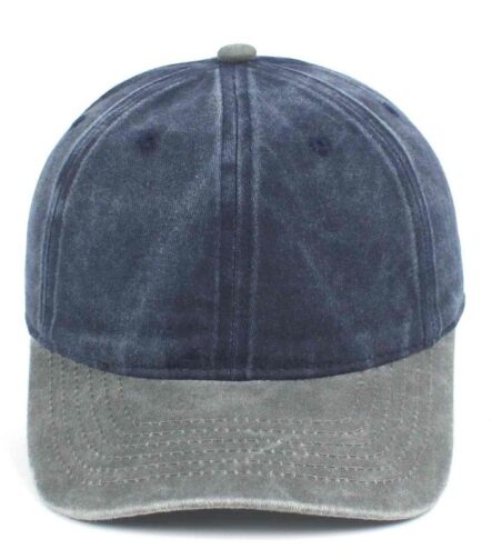 CYRY Custom Two-Tone Washed Distressed Baseball Cap Navy and Grey