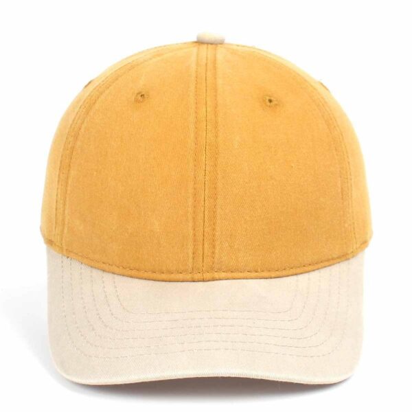 CYRY Custom Two-Tone Washed Distressed Baseball Cap Yellow and Beige
